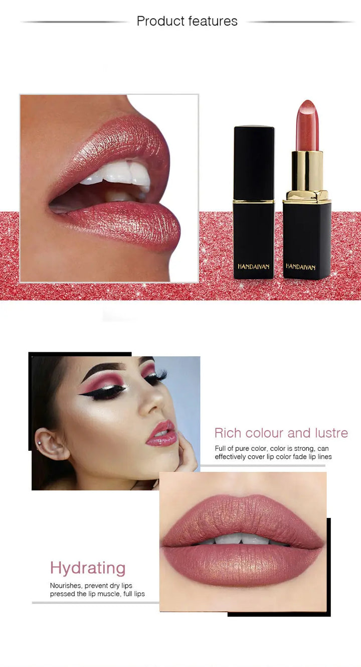 Shiny Metallic Lipstick Pearlescent Color Temperature Change Lipstick Gilt Lipstick - Zera