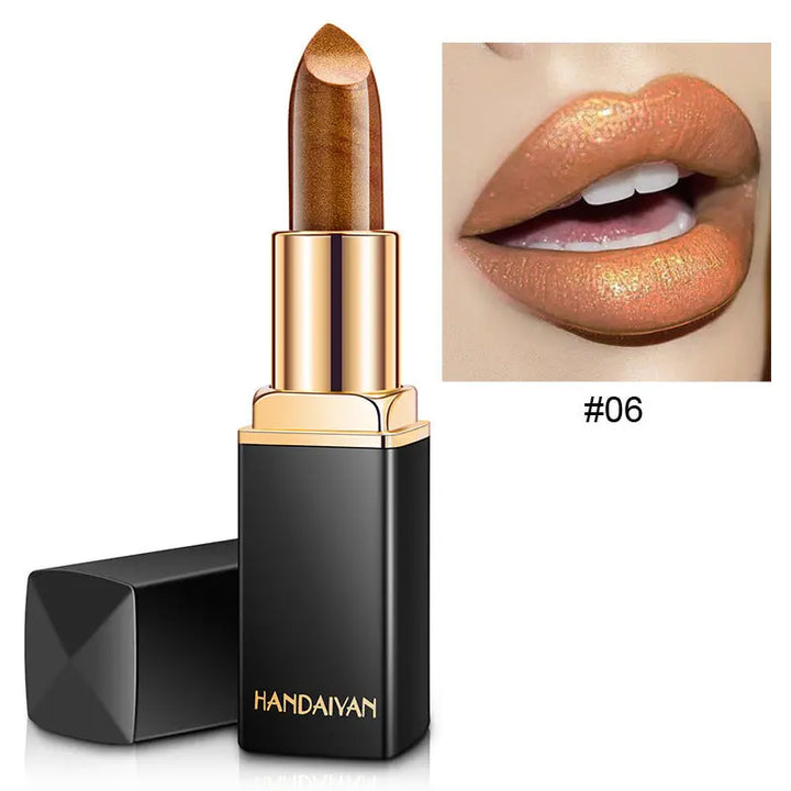 Shiny Metallic Lipstick Pearlescent Color Temperature Change Lipstick Gilt Lipstick - Zera