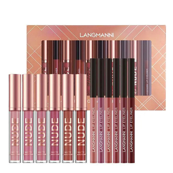 Game-changing lip beauty: 12-Piece Waterproof Matte Lip Liner & Lipstick Set. Precision, brilliance, and endless possibilities in one collection.