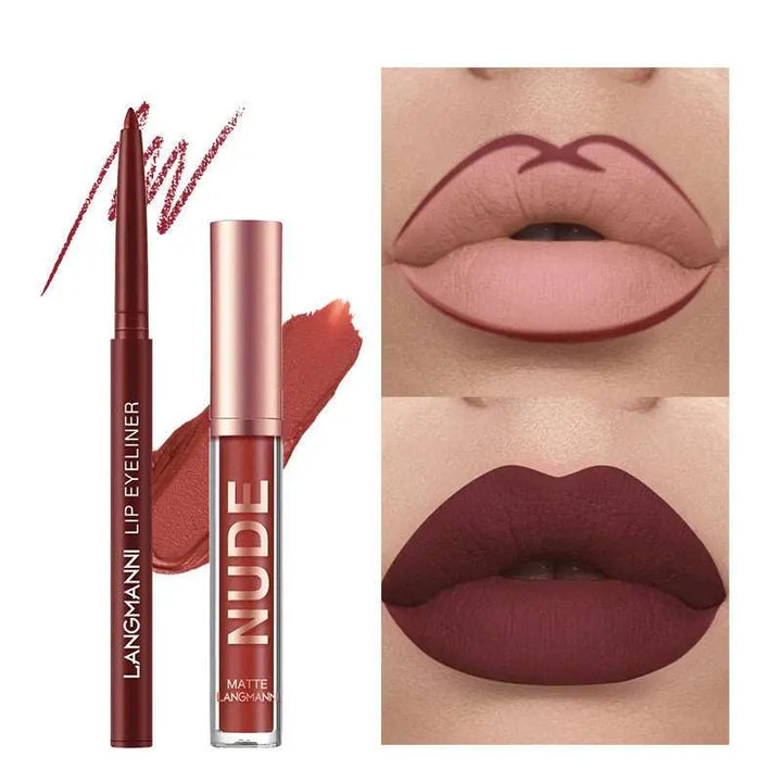Discover lip perfection: Waterproof Matte Lip Liner & Lipstick Set - precision lip liners, vibrant matte lipsticks, and lasting beauty