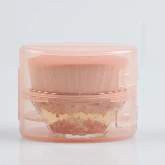 a plastic container with a brush inside of it