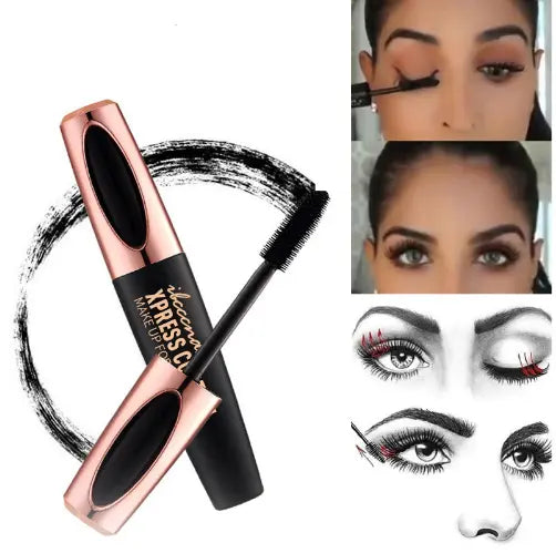 4D Mascara Lengthening Waterproof Eyelashes Eye Mascara Black Volume With Silk Fibers Brush Eyelash Makeup Tool Cosmetics - Zera
