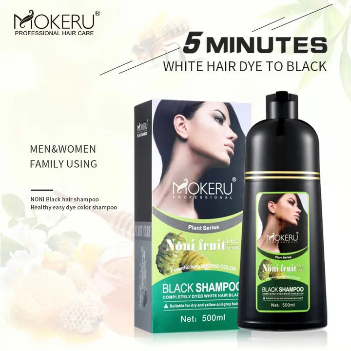 Mokeru Organic Natural Fast Hair Dye Only 5 Minutes Noni Plant Essence Black Hair Color Dye Shampoo For Cover Gray White Hair - BEAUTIRON