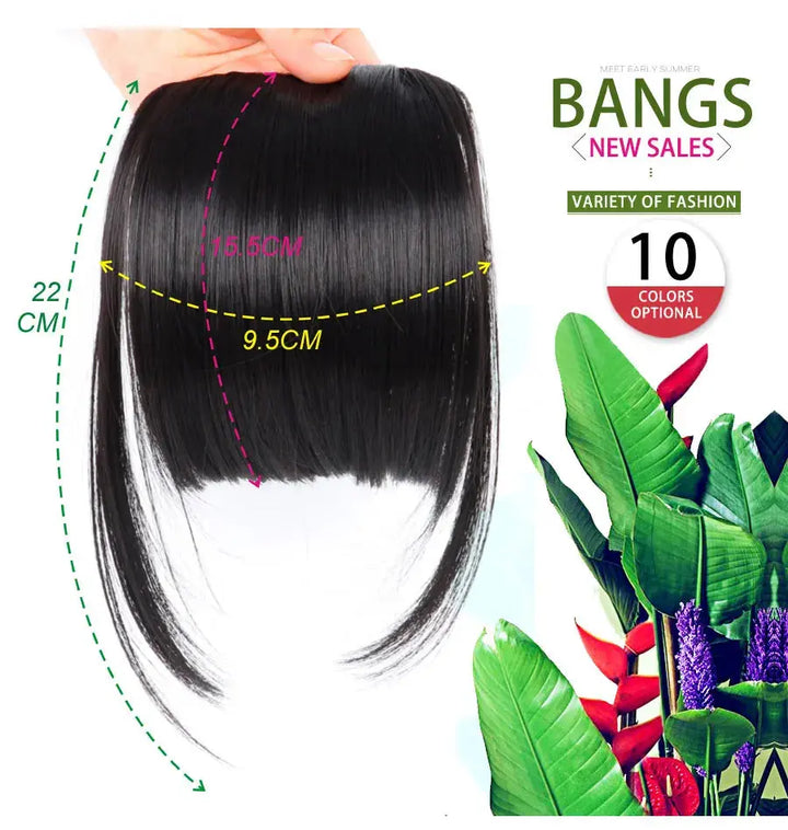 Synthetic Fake Blunt Hair Bangs 2Clips In Hair Extension Neat Front Fake Fringe False Hairpiece For Women Clip In Bangs - BEAUTIRON