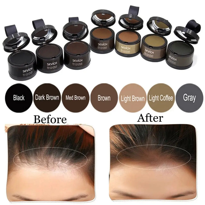 Flawless Hairline Repair:  Hair Makeup Powder with Puff - Conceal & Style" - BEAUTIRON