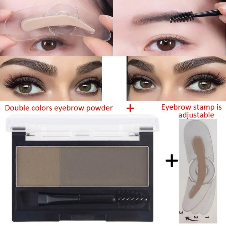 Double Color Eyebrow Powder Professional Makeup Palette Eyebrow Stamp Eye Brow Enhancers Eye Brows Shadow Make Up Brow Powder - BEAUTIRON