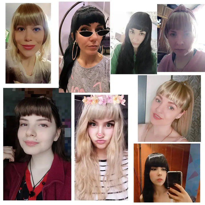 Synthetic Fake Blunt Hair Bangs 2Clips In Hair Extension Neat Front Fake Fringe False Hairpiece For Women Clip In Bangs - BEAUTIRON