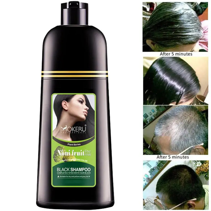 Mokeru Organic Natural Fast Hair Dye Only 5 Minutes Noni Plant Essence Black Hair Color Dye Shampoo For Cover Gray White Hair - BEAUTIRON