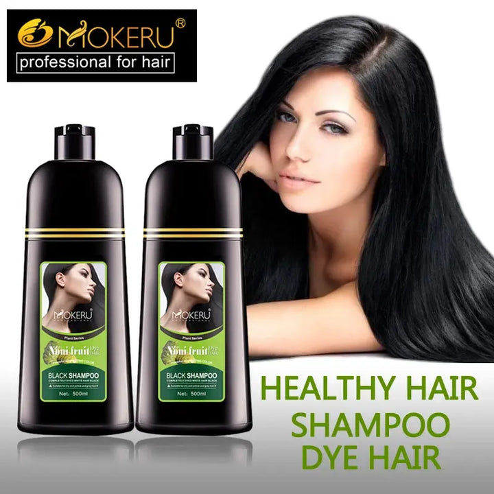 Mokeru Organic Natural Fast Hair Dye Only 5 Minutes Noni Plant Essence Black Hair Color Dye Shampoo For Cover Gray White Hair - BEAUTIRON