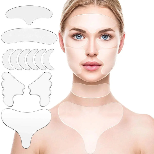 Reusable Anti Wrinkle Eye Chin Forehead Skin Care Pads 100% Medical Grade Silicone Reusable Face Lifting Invisible Patches - BEAUTIRON