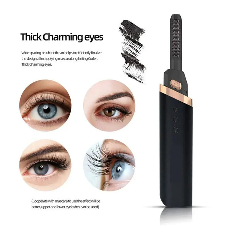 Electric Heated Eyelash Curler USB Rechargeable Eyelashes Curler 3 Mode Quick Heating Natural Eyelash Curler Long Lasting Makeup - BEAUTIRON