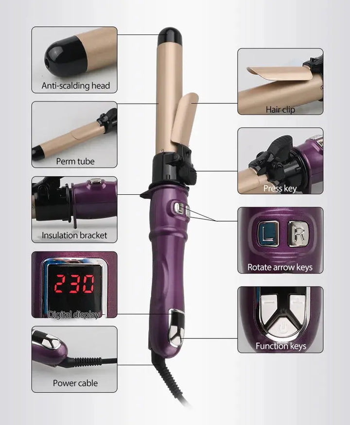 SONOFLY 28mm 32mm Electricity Hair Curler Automatic Rotation Hair Curl Irons With LCD  Temperature Control 100℃ To 230℃ JF-192 - BEAUTIRON