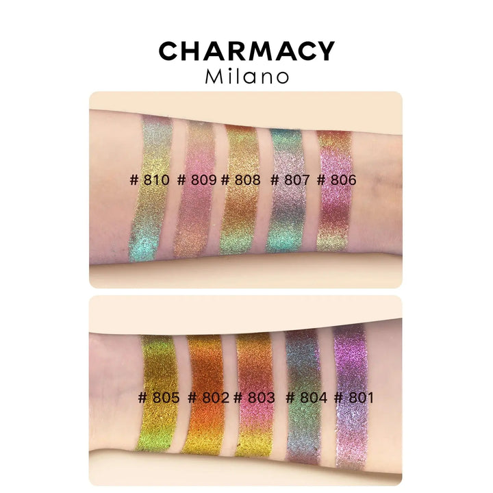 CHARMACY New 10 Multichrome Single Eye Shadow High Pigment Long Lasting Duo Chrome Eyeshadow Glitter Easy To Wear Eye Makeup - BEAUTIRON