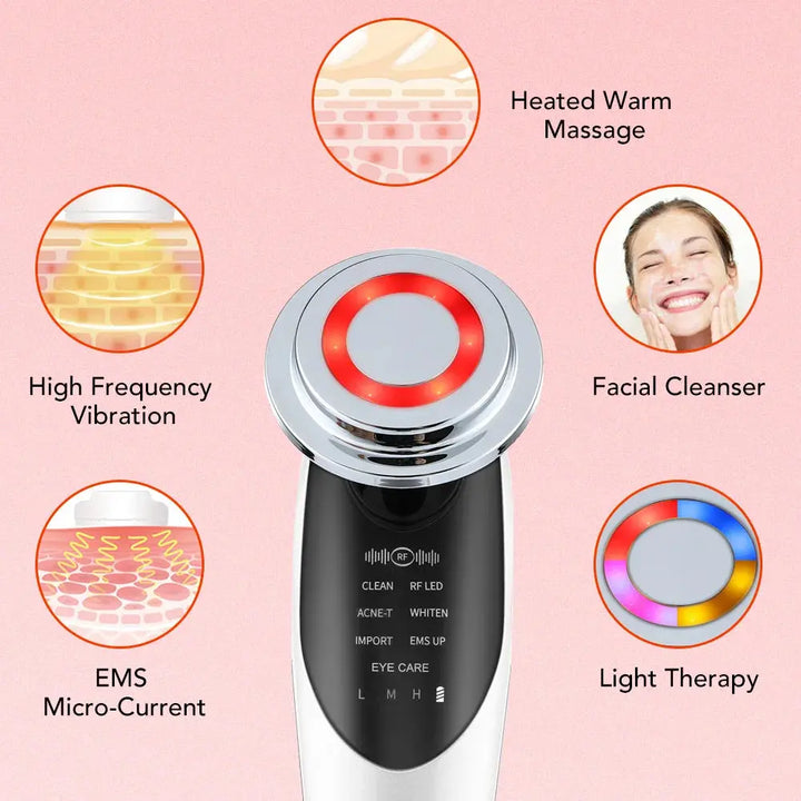 7 in 1 Face Lifting Device EMS RF Microcurrent Skin Rejuvenation Facial Massager Light Therapy Anti Aging Wrinkle Beauty tool - BEAUTIRON