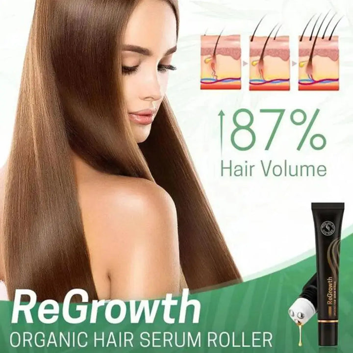 Regrowth Organic Hair Serum Roller Set Biotin Serum Triple Roll-On Massager Essence for All Hair Ty K0B4 - BEAUTIRON