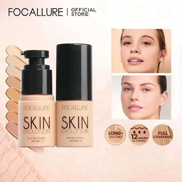 FOCALLURE Waterproof Matte Face Liquid Foundation Full Coverage Concealer Whitening Face Makeup Base Cream Cosmetics for Women - BEAUTIRON