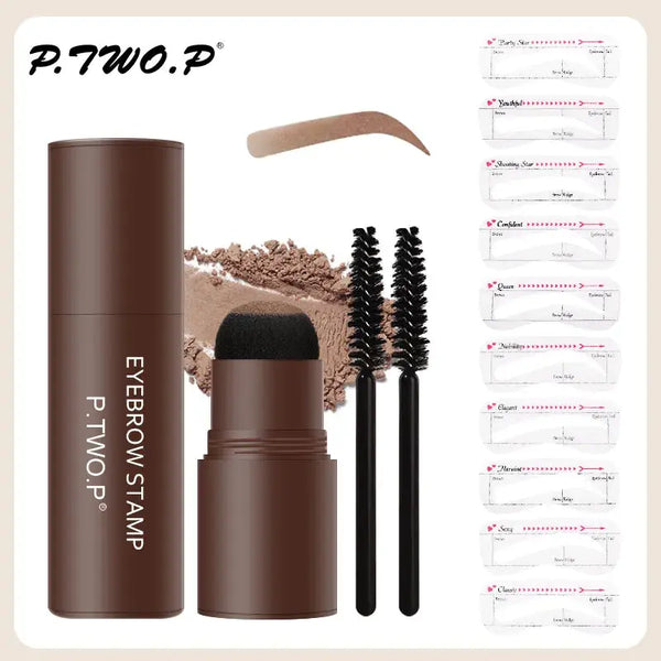 PTWOP One Step Eyebrow Stamp Shaping Kit Set Waterproof Women Makeup Brows Stencil And Kit Tattoo Eyebrow Brush Shipping Free - BEAUTIRON