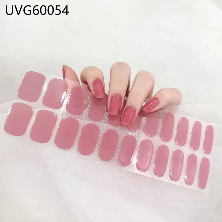 Semi Cured Gel Nails Stickers for UV LED Lamp Adhesive Full Wrap Waterproof DIY Women Fashion Gel Nail Wraps Art Decorations - BEAUTIRON