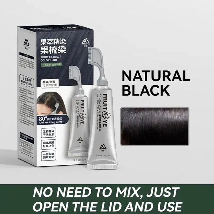 80ml Black Fruit Dyeing Cream Natural Plant Hair Dye Cream Lack Hair Dye Pure Plant-based For Women And Men - BEAUTIRON