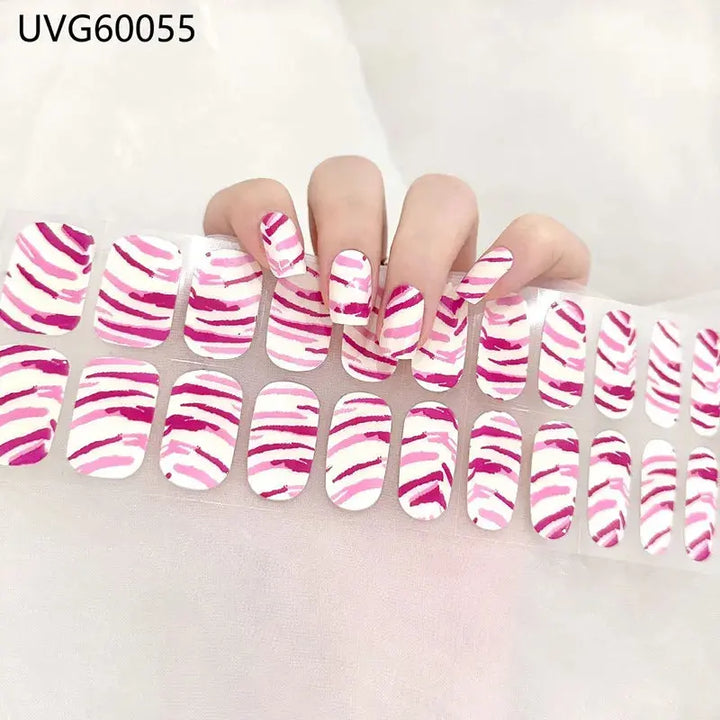 Semi Cured Gel Nails Stickers for UV LED Lamp Adhesive Full Wrap Waterproof DIY Women Fashion Gel Nail Wraps Art Decorations - BEAUTIRON