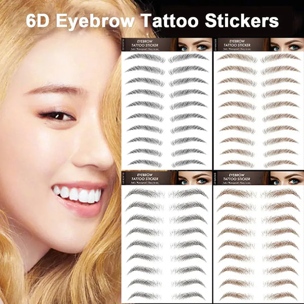 Waterproof 6D Eyebrow Tattoo Sticker Application