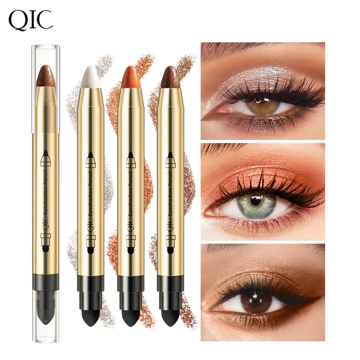 Double End Glitter Eye shadow Stick Pencil Eyeshadow Makeup Highlighter Waterproof  Shimmer Base Primer Eyebrow - BEAUTIRON