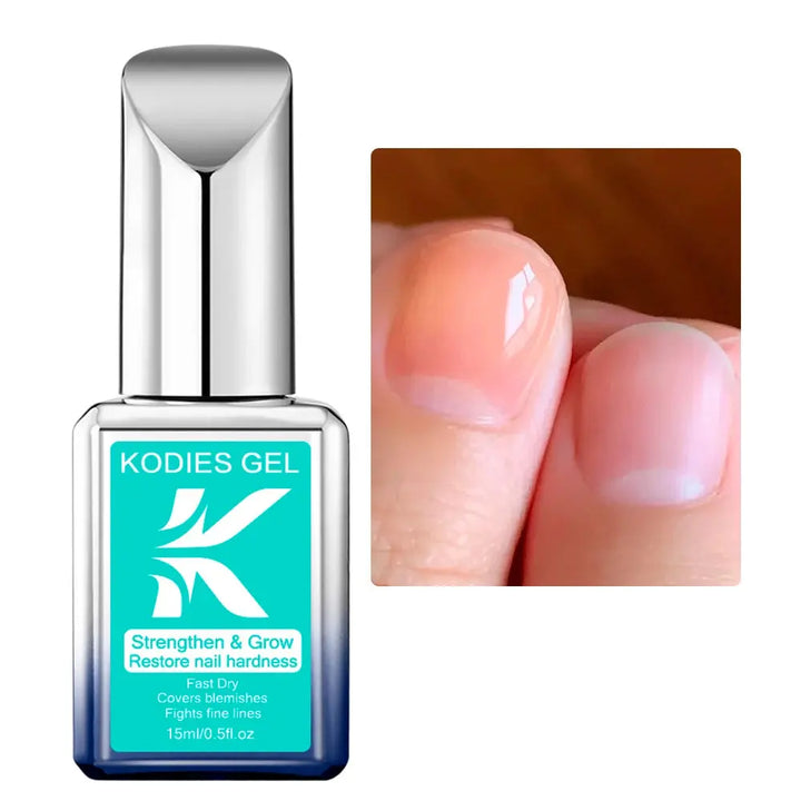 KODIES GEL Nail Strengthener Growth Restore Hardener Clear Nail Polish Base Coat Fast Dry 15ML Strong Repair Nail Art Treatment - BEAUTIRON