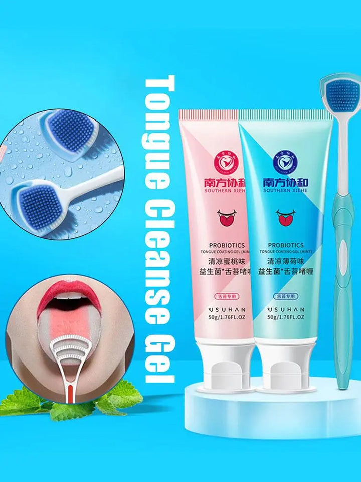 Tongue Cleaner Gel with Brush: Healthy Oral Hygiene - BEAUTIRON