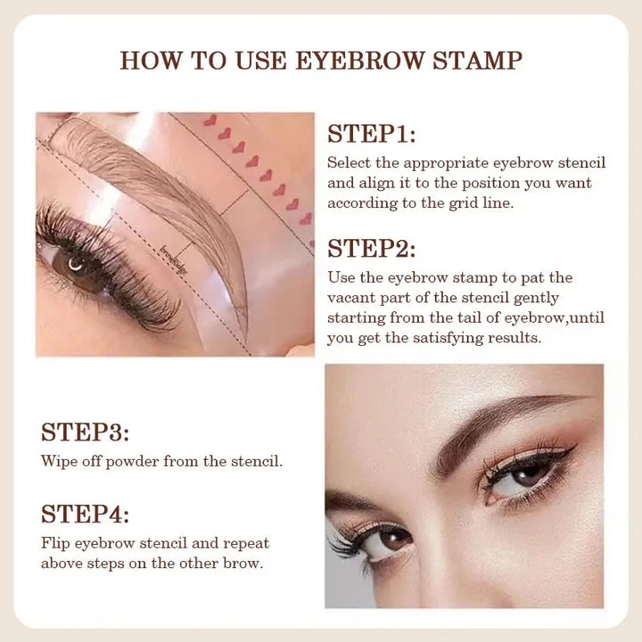 PTWOP One Step Eyebrow Stamp Shaping Kit Set Waterproof Women Makeup Brows Stencil And Kit Tattoo Eyebrow Brush Shipping Free - BEAUTIRON