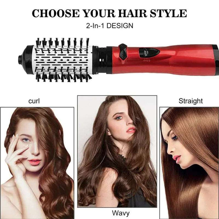 2 Replaceable Head 360 Rotating AirFlow Hot Air Brush Hair Straightener Curler Iron Volumizer Blowers Electric Hair Dryer Comb - BEAUTIRON