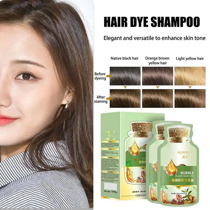 10 Pcs Hair Dye Shampoo Natural Plant Bubble Hair Dye Long-lasting Hair Color Convenient And Effective Hair Coloring Shampoo - BEAUTIRON