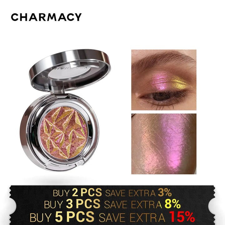 CHARMACY New 10 Multichrome Single Eye Shadow High Pigment Long Lasting Duo Chrome Eyeshadow Glitter Easy To Wear Eye Makeup - BEAUTIRON