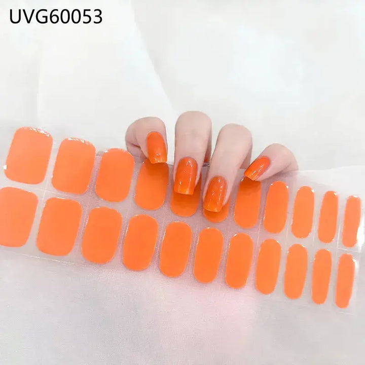 Semi Cured Gel Nails Stickers for UV LED Lamp Adhesive Full Wrap Waterproof DIY Women Fashion Gel Nail Wraps Art Decorations - BEAUTIRON