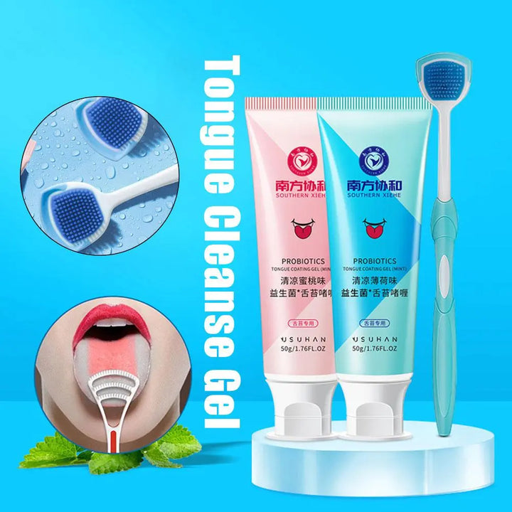 Tongue Cleaner Gel with Brush: Healthy Oral Hygiene - BEAUTIRON