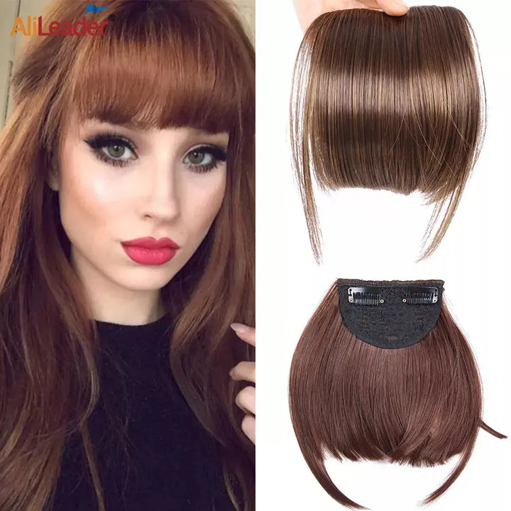 Synthetic Fake Blunt Hair Bangs 2Clips In Hair Extension Neat Front Fake Fringe False Hairpiece For Women Clip In Bangs - BEAUTIRON