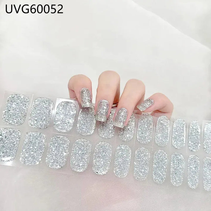 Semi Cured Gel Nails Stickers for UV LED Lamp Adhesive Full Wrap Waterproof DIY Women Fashion Gel Nail Wraps Art Decorations - BEAUTIRON