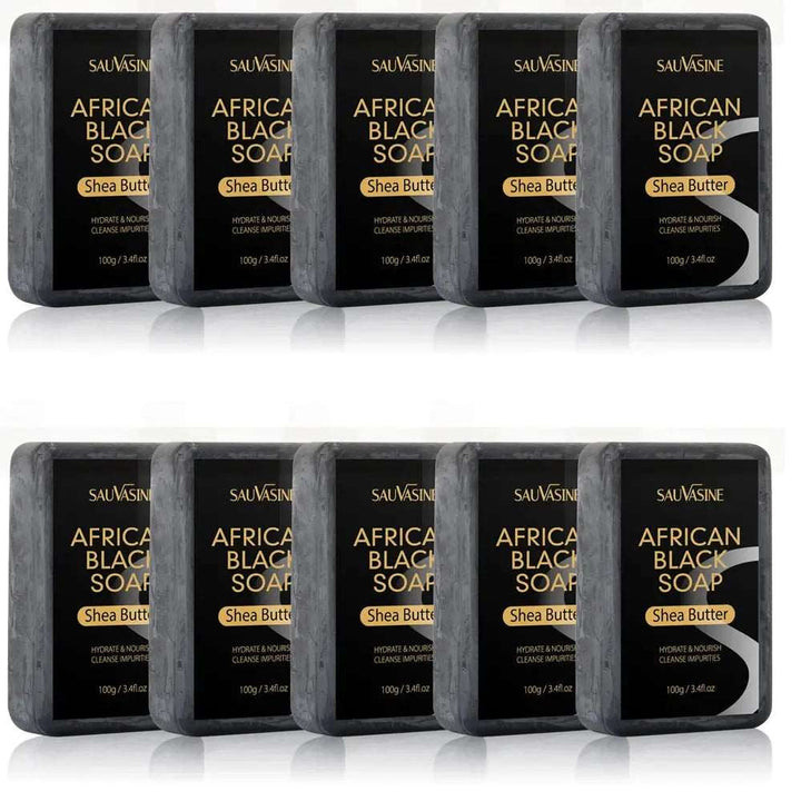 100g AFRICAN BLACK SOAP Shea Butter Bar Moisturizing Acne Treatment Cleanser for Clear Skin Care Deep Cleaning Glowing - BEAUTIRON