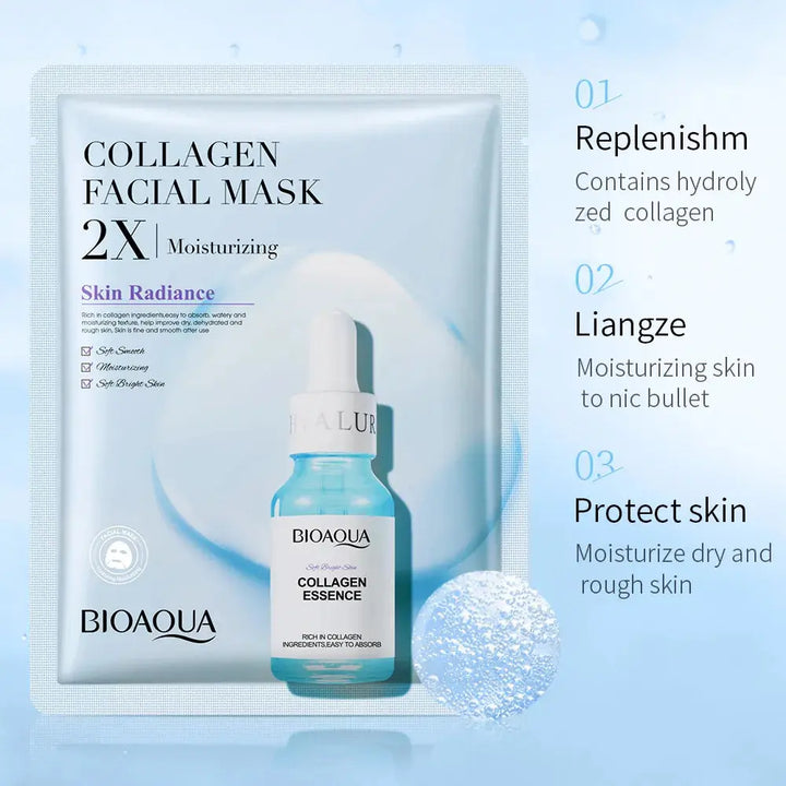 20pcs BIOAQUA Centella Collagen Face Mask VC Moisturizing Refreshing Sheet Masks Hyaluronic Acid  Facial Mask Skin Care Products - BEAUTIRON