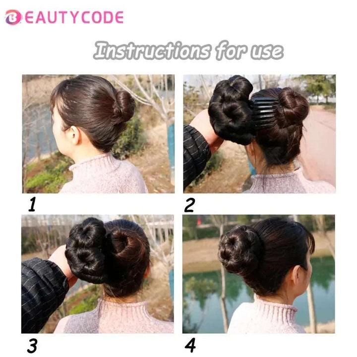 Close-Up of BEAUTYCODE Synthetic Chignon Bun - Brown Shade