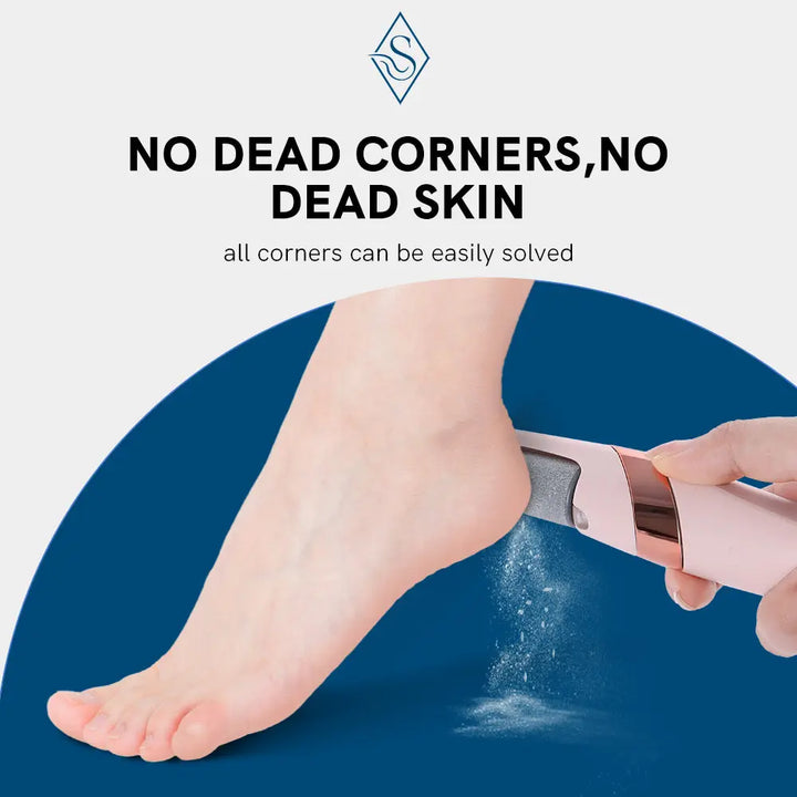 a person is using a device to remove dead skin from their feet