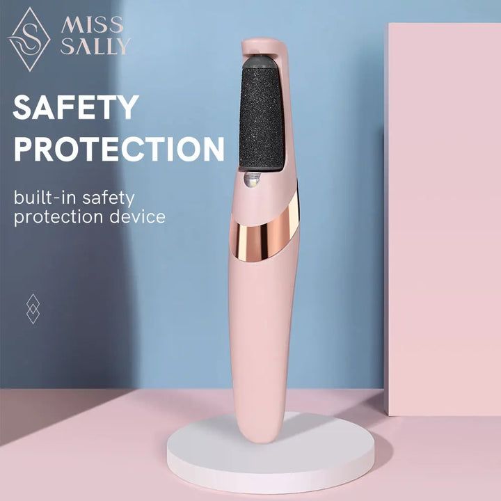 a pink electric toothbrush with a safety protection label