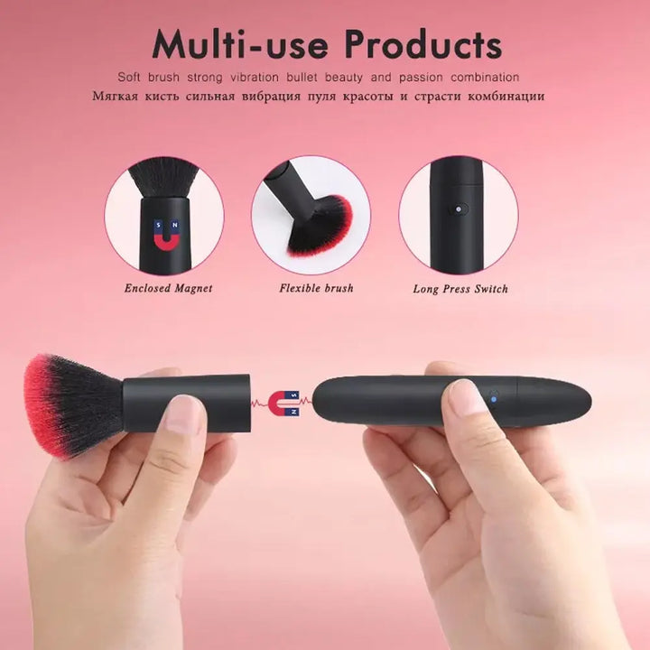 USB Silicone Makeup Brush Plus Bullet Vibrator - Zera