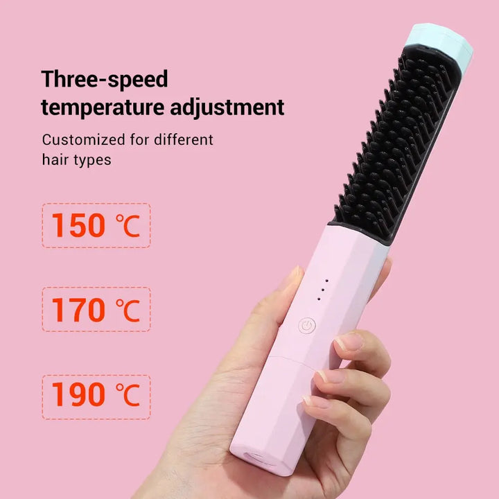 Dual Function Hair Straightener in stylish light pink color, suitable for all hair types.